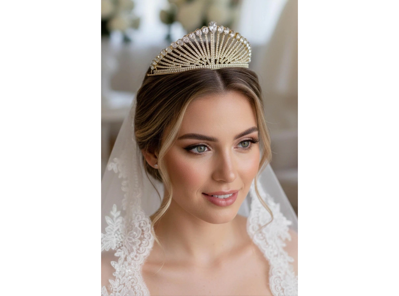 Zirkon Taşlı Gelin/Kına/Nişan/Söz Tasarım Taç