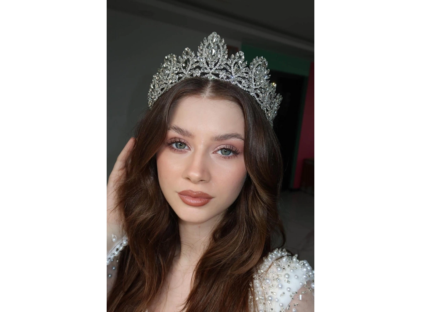 Zirkon Taşlı Gelin/Kına/Nişan/Söz Tasarım Taç