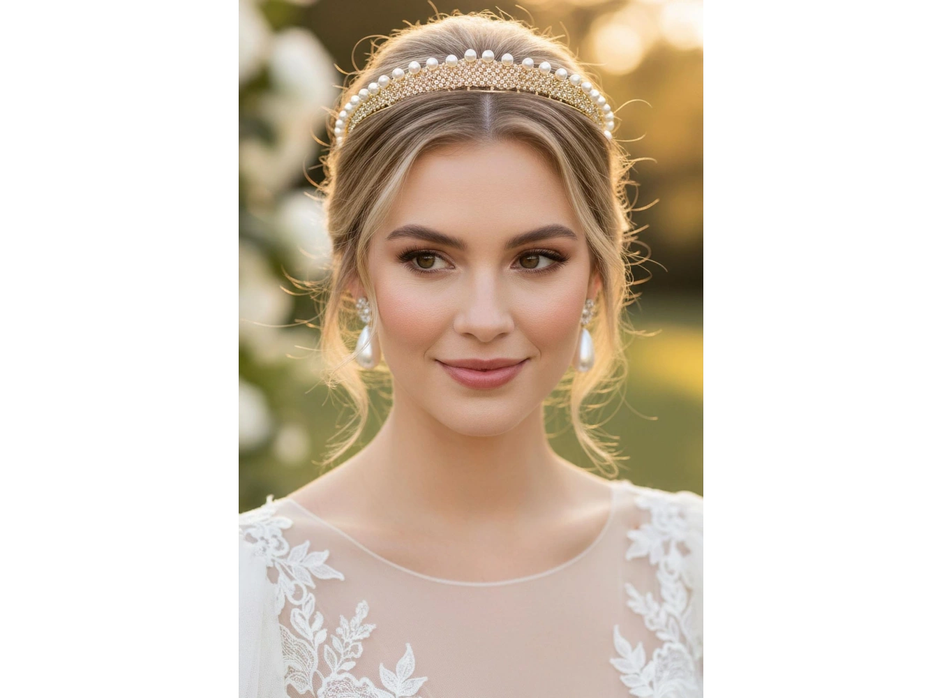 Zirkon Taşlı İnci Detaylı Gelin/Kına/Nişan/Söz Tasarım Taç