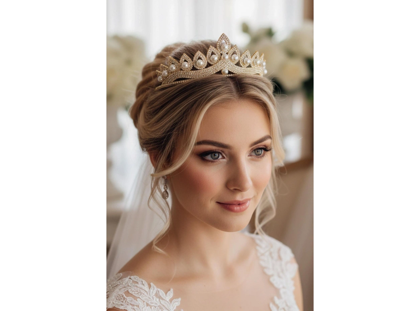 Zirkon Taşlı İnci Detaylı Gelin/Kına/Nişan/Söz Tasarım Taç