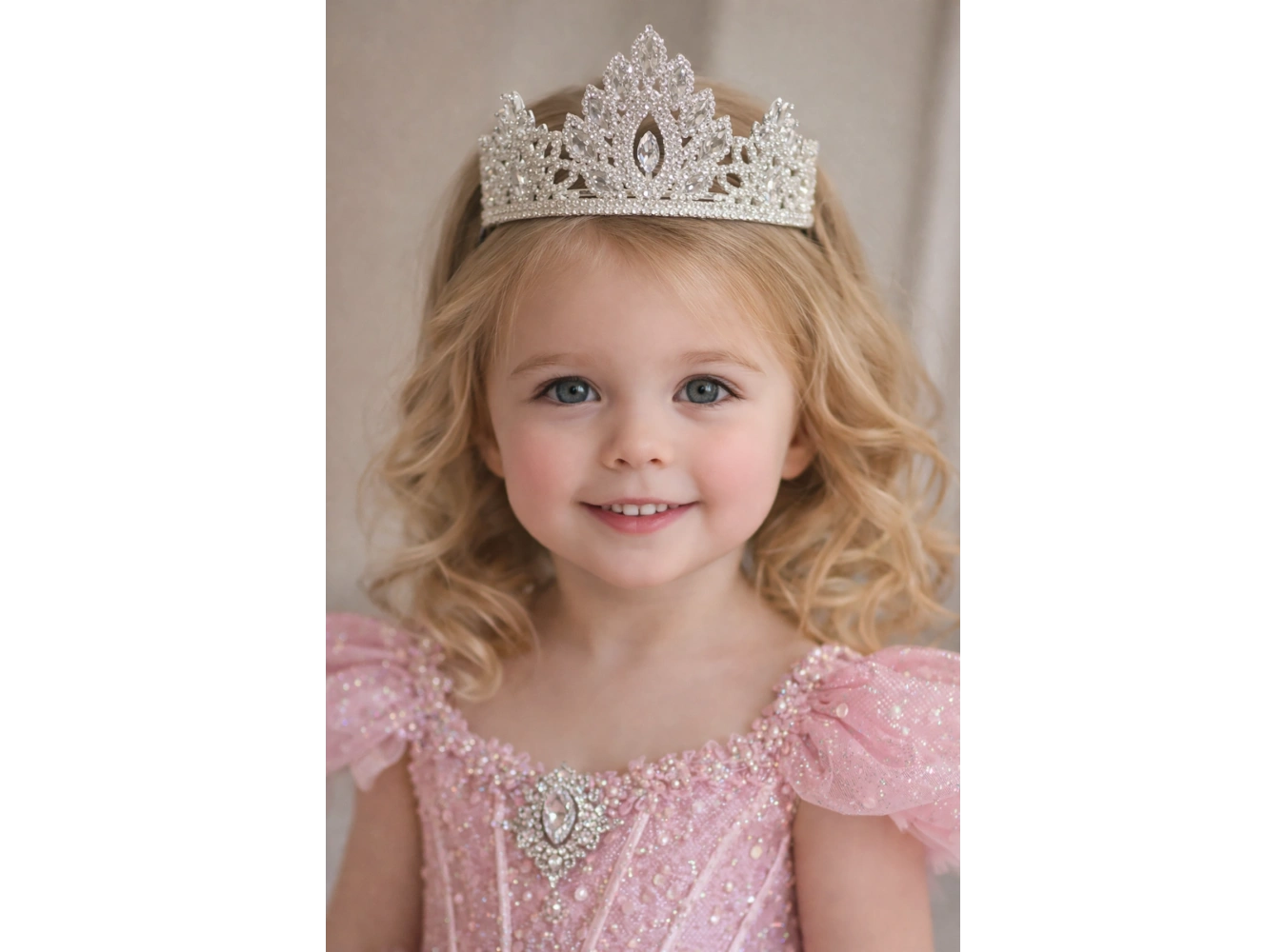 Zirkon Taşlı Tasarım Çocuk Taç