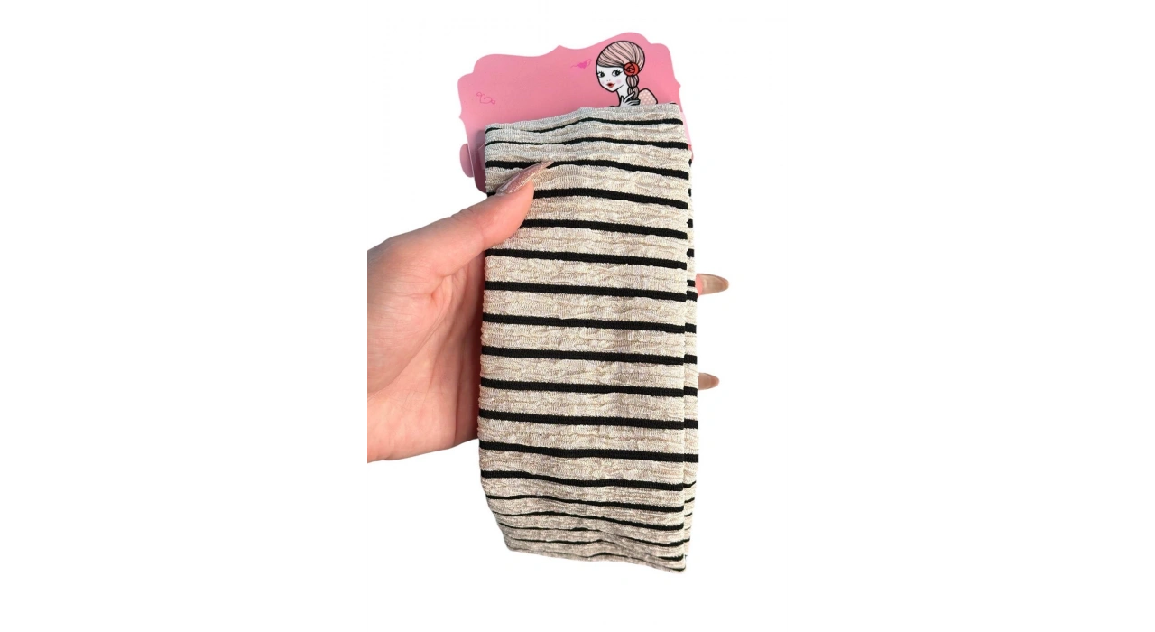 12li Karışık Renk Çizgi Detaylı Saç Bandı