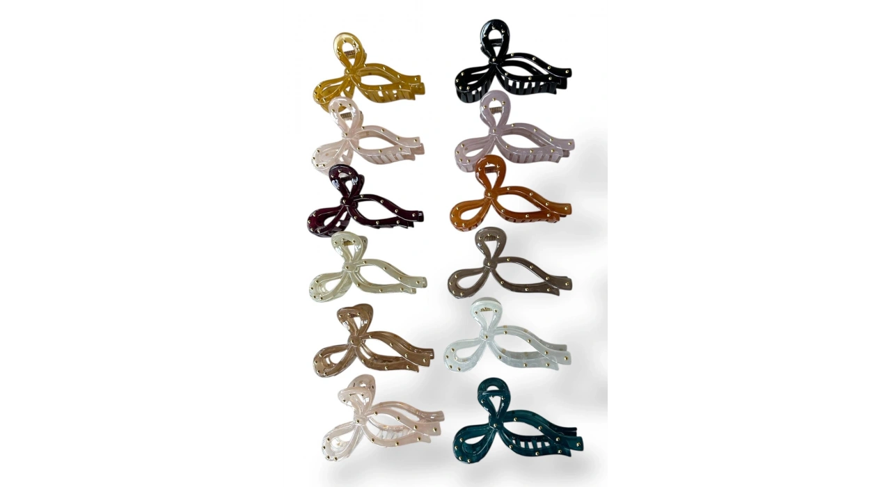 12li Karışık Renk Kurdele Figürlü Mandal Toka Set