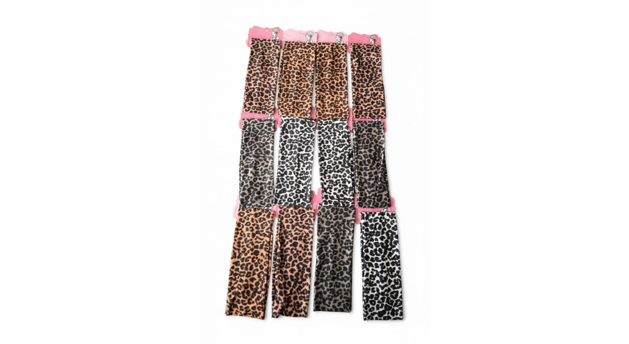12li Karışık Renk Leopar Desenli Saç Bandı