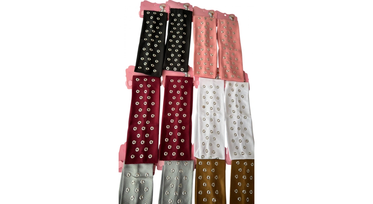 12li Karışık Renk Metal Detaylı Saç Bandı