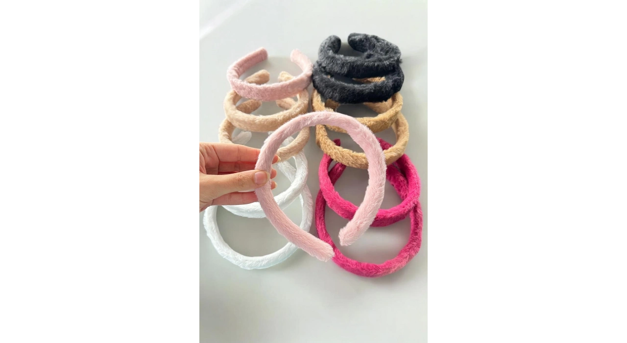 12li Karışık Renk Peluş Taç Set