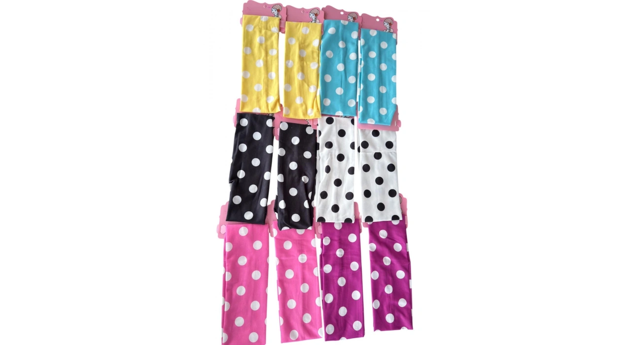 12li Karışık Renk Puantiyeli Saç Bandı