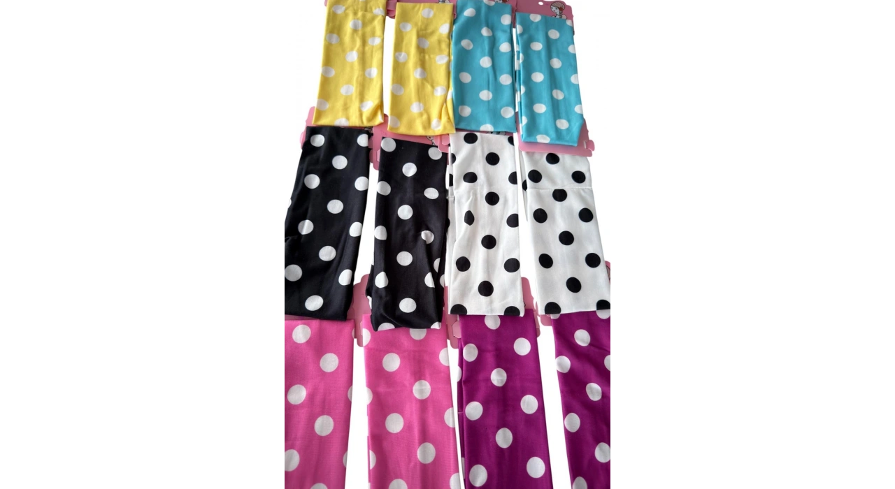 12li Karışık Renk Puantiyeli Saç Bandı