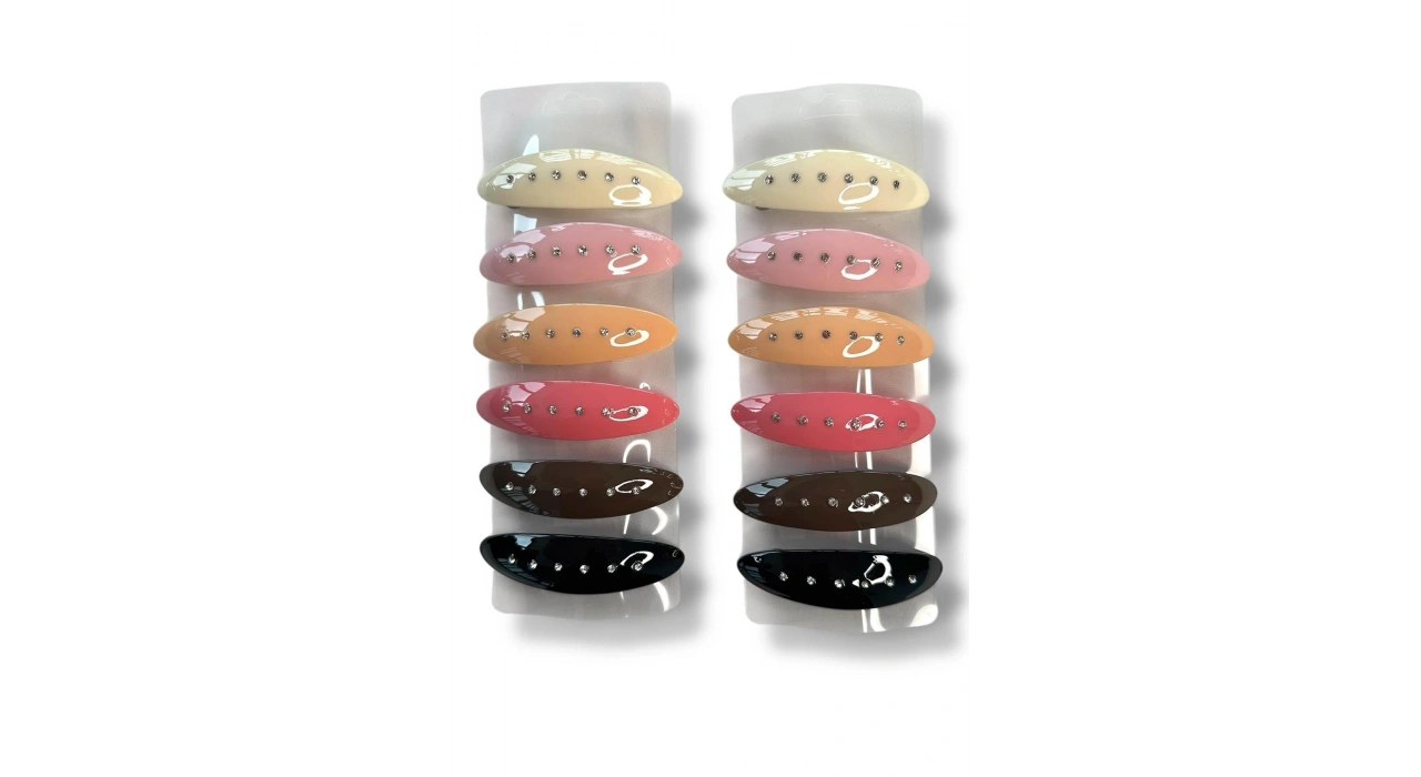 12li Karışık Renk Taş Detaylı Otomat Toka Set