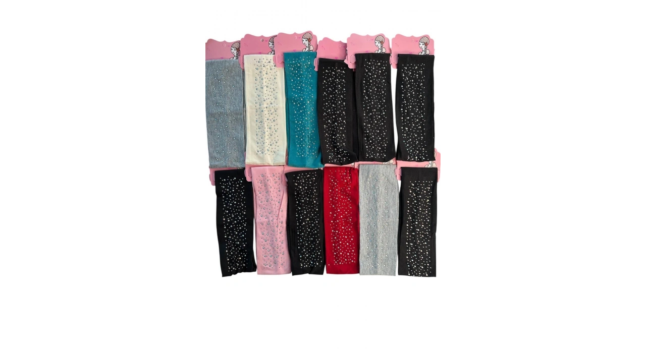 12li Karışık Renk Taş Detaylı Saç Bandı