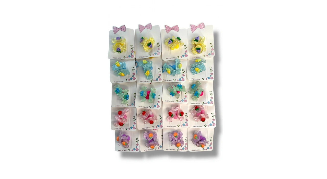 20li Karışık Renk Şeker Figürlü Çocuk Toka Set