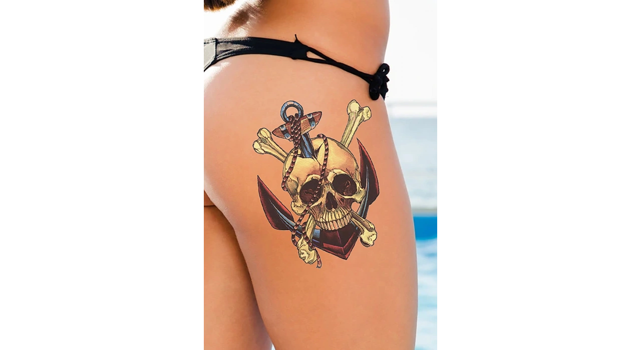 Geçici Kurukafa Figürlü Dövme Tattoo