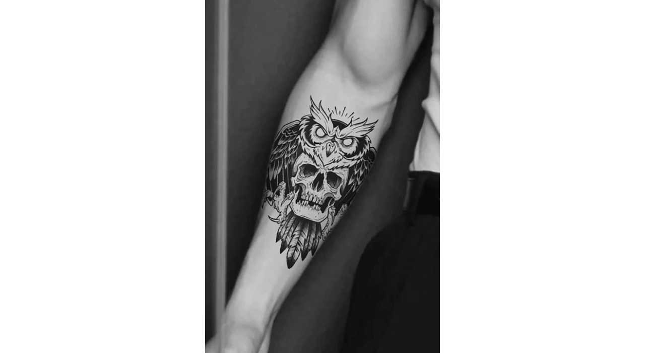 Geçici Kuru Kafa Figürlü Dövme Tattoo