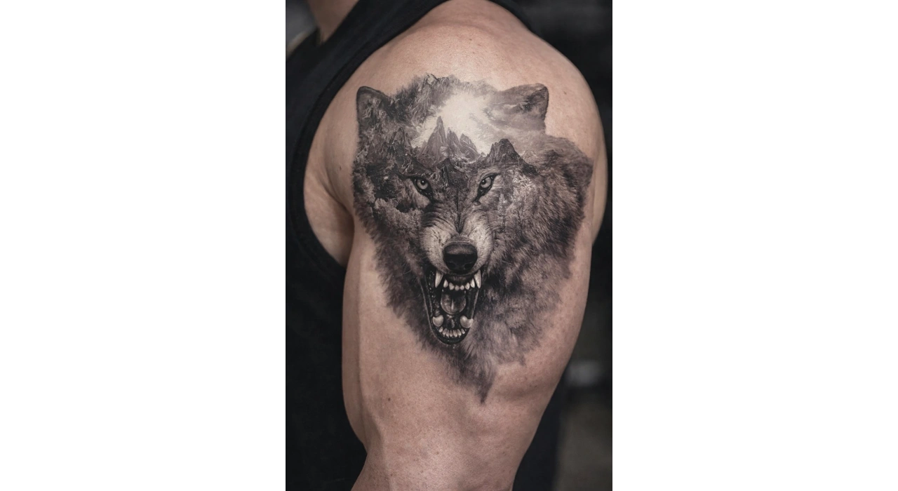 Geçici Kurt Figürlü Dövme Tattoo