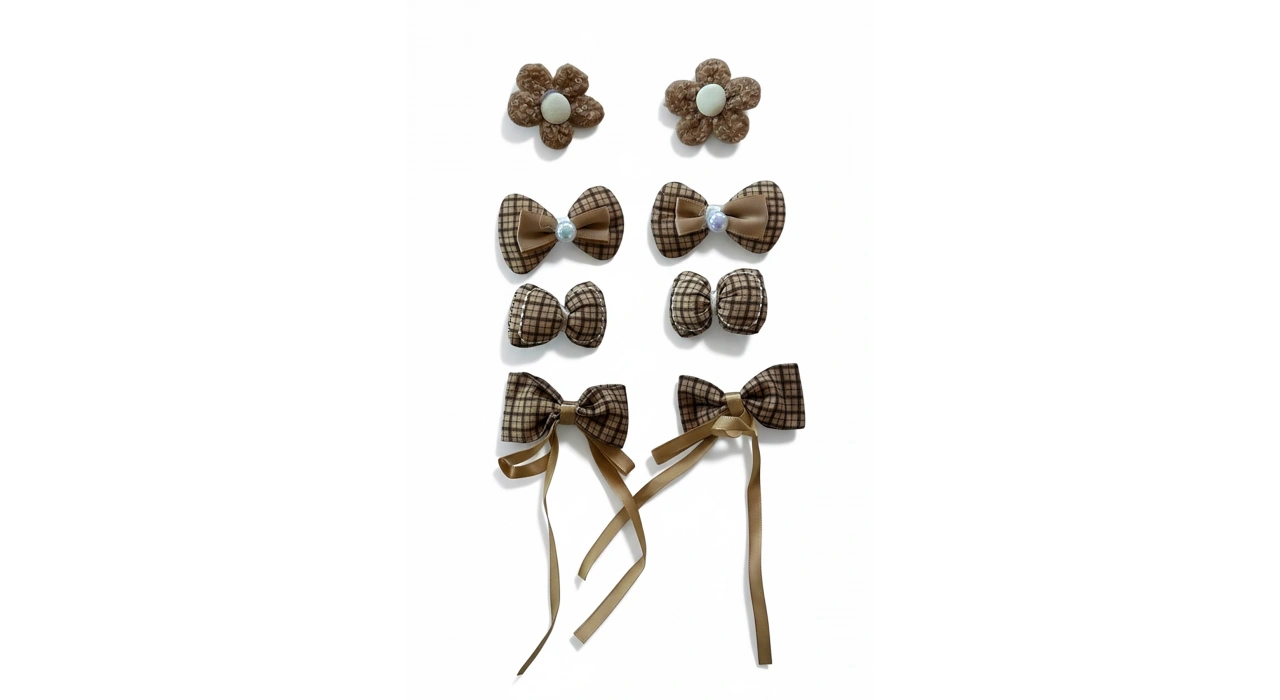 8li Kahve Renk Karışık Figürlü Yan Toka Set