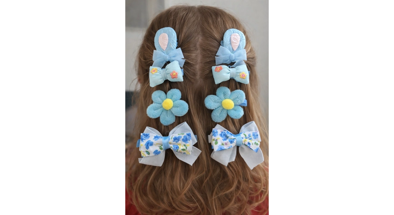 8li Mavi Renk Karışık Figürlü Yan Toka Set