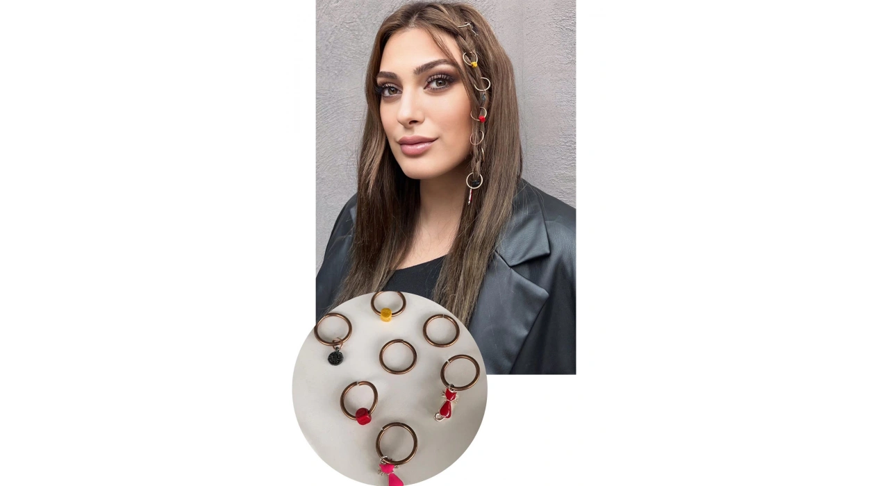 8li Rose Renk Karışık Figürlü Saç Küpesi