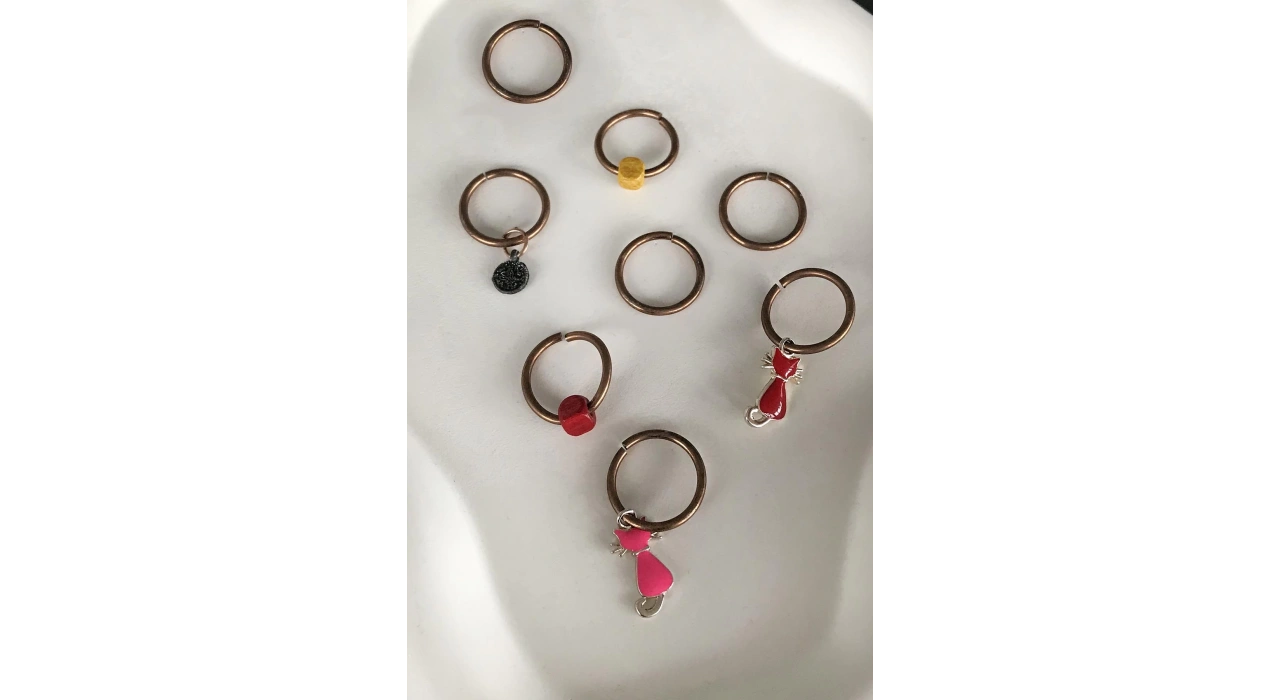 8li Rose Renk Karışık Figürlü Saç Küpesi