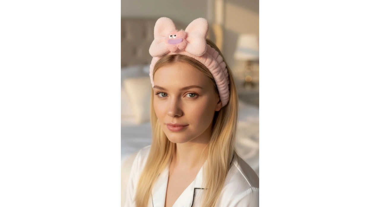 Açık Pembe Renk Canavar Figürlü Peluş Saç Bandı