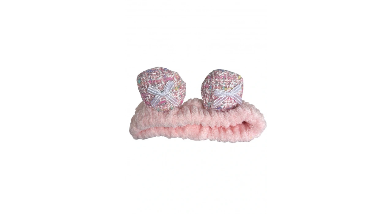 Açık Pembe Renk Kurdele Detaylı Peluş Saç Bandı