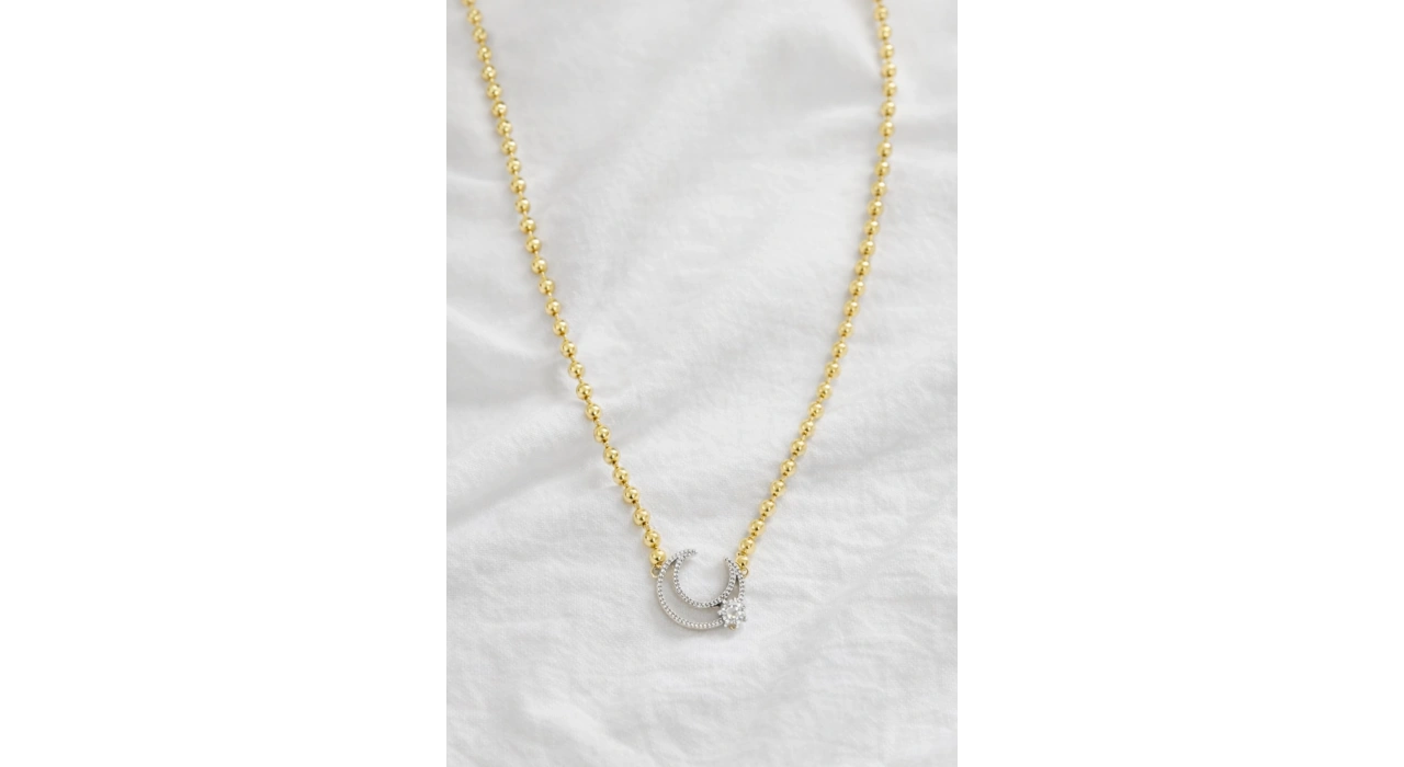 Altın Renk 14k Altın Kaplama Ay Figürlü Kolye