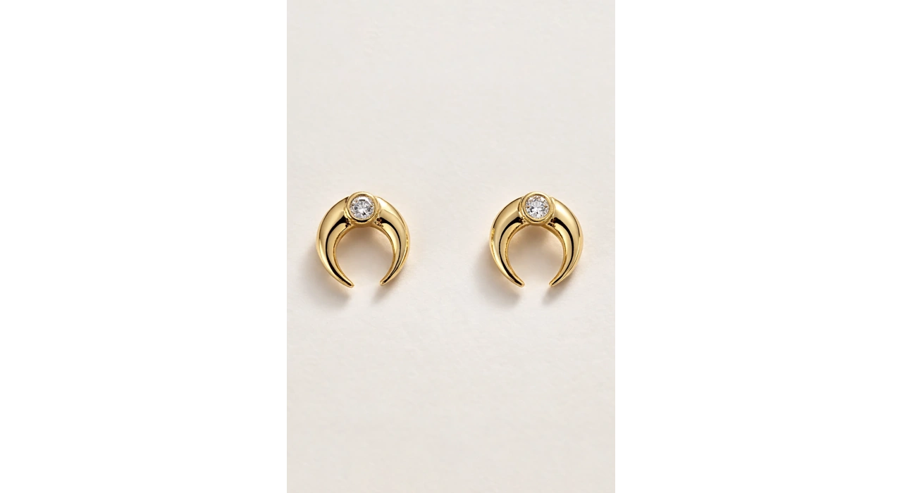 Altın Renk 14K Altın Kaplama Ay Figürlü Xuping Küpe (Çift)