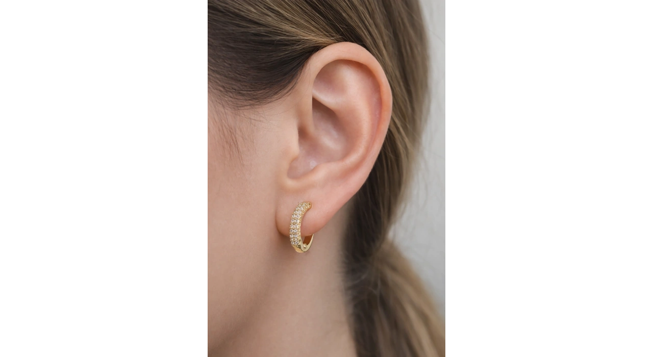 Altın Renk 14K Altın Kaplama Halka Xuping Küpe (Çift)