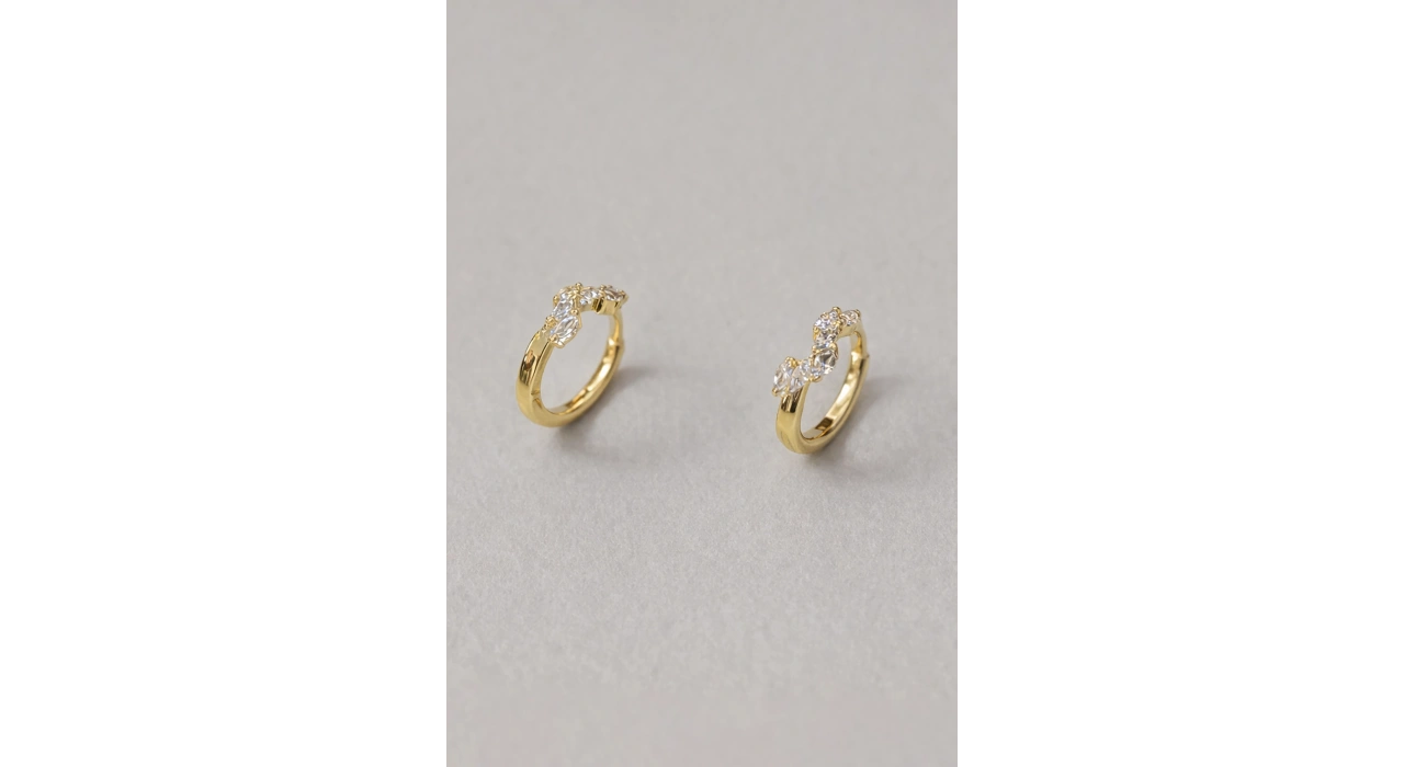 Altın Renk 14K Altın Kaplama Taş Detaylı Xuping Küpe (Çift)