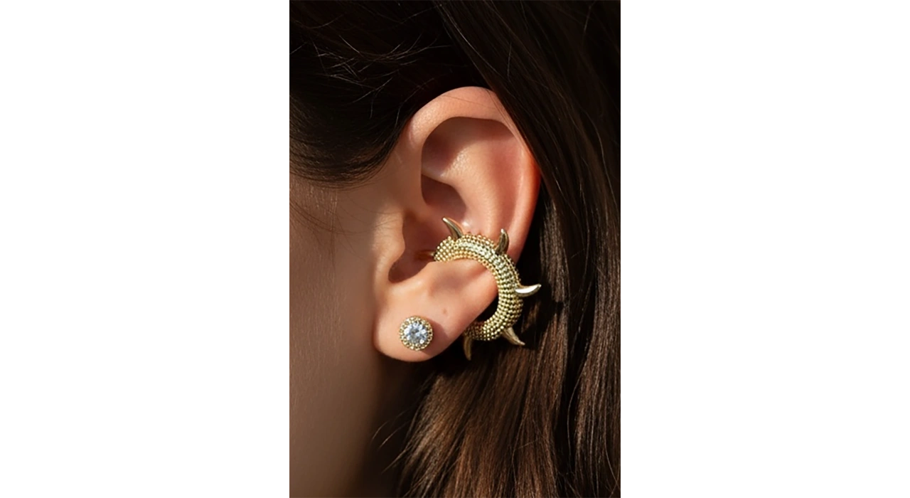 Altın Renk 14K Altın Kaplama TX Ear Cuff (Tek)