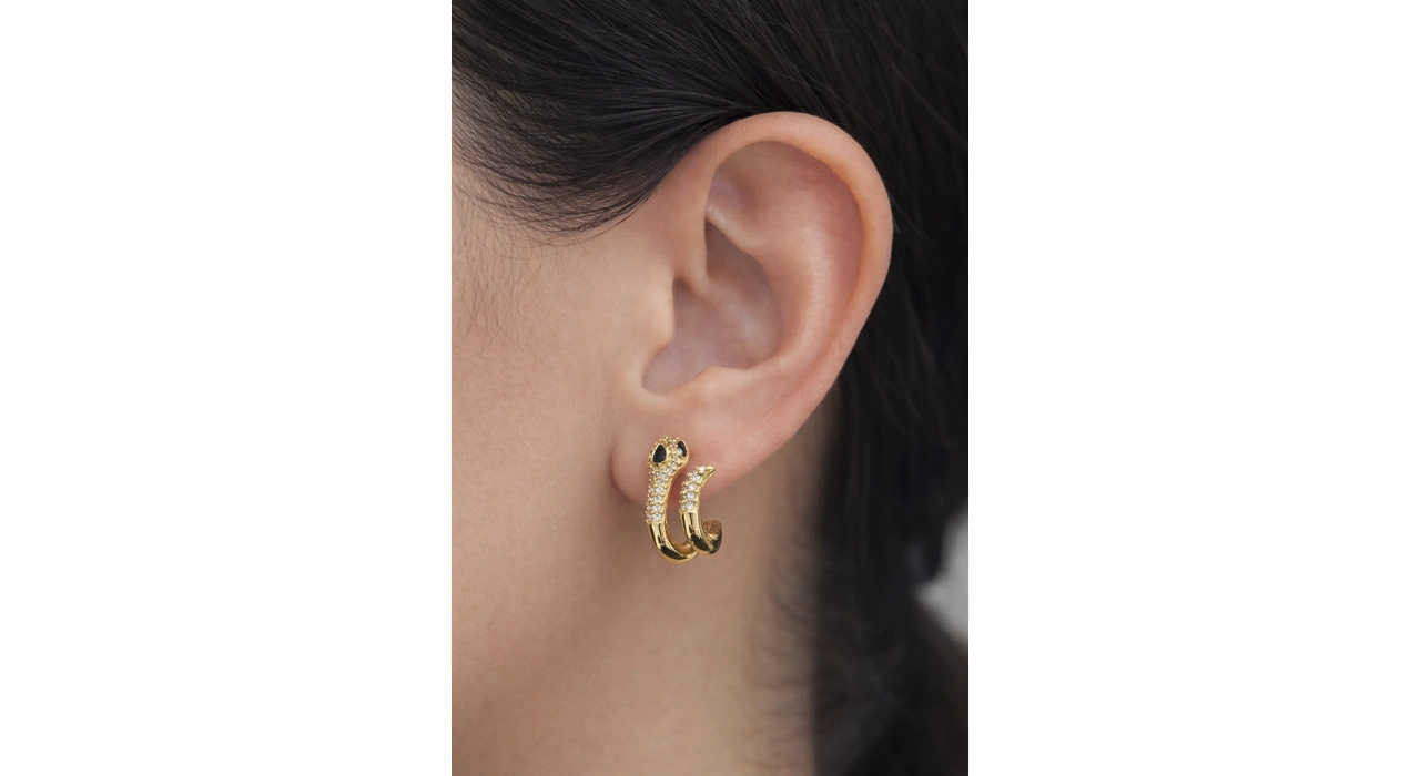 Altın Renk 14K Altın Kaplama Yılan Figürlü Xuping Küpe (Çift)