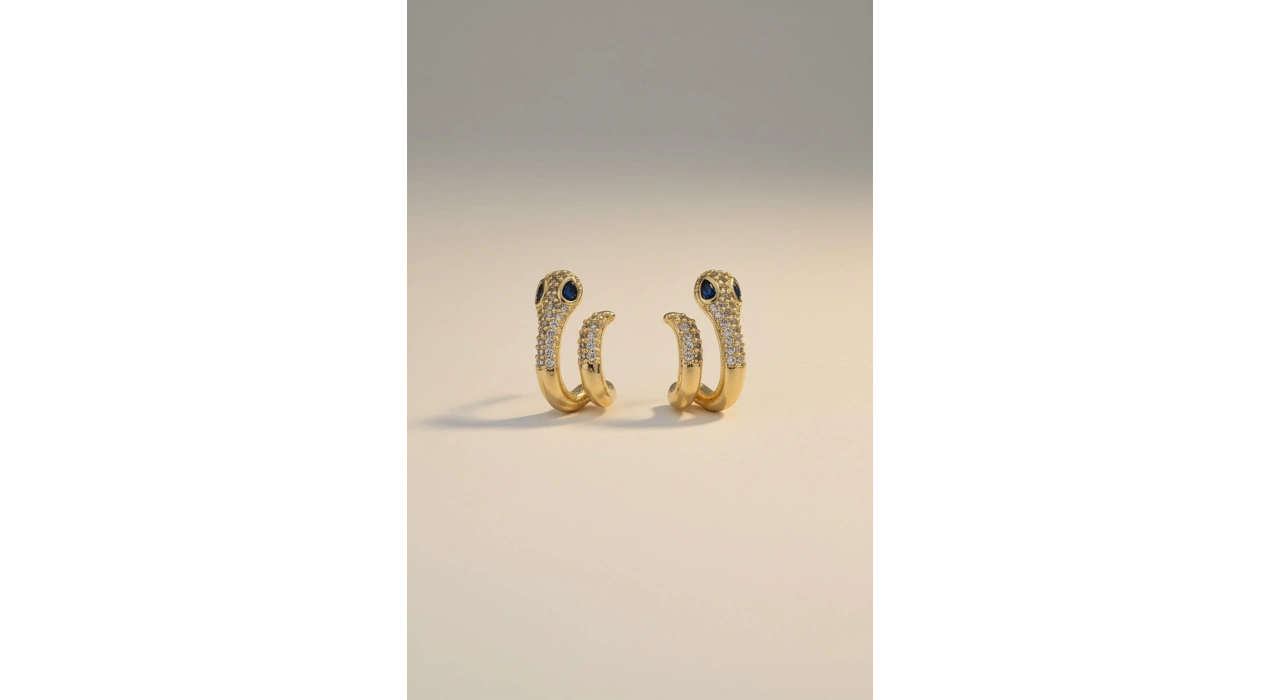 Altın Renk 14K Altın Kaplama Yılan Figürlü Xuping Küpe (Çift)