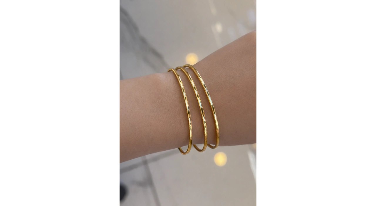 Altın Renk 3lü Çelik Ajda Bilezik