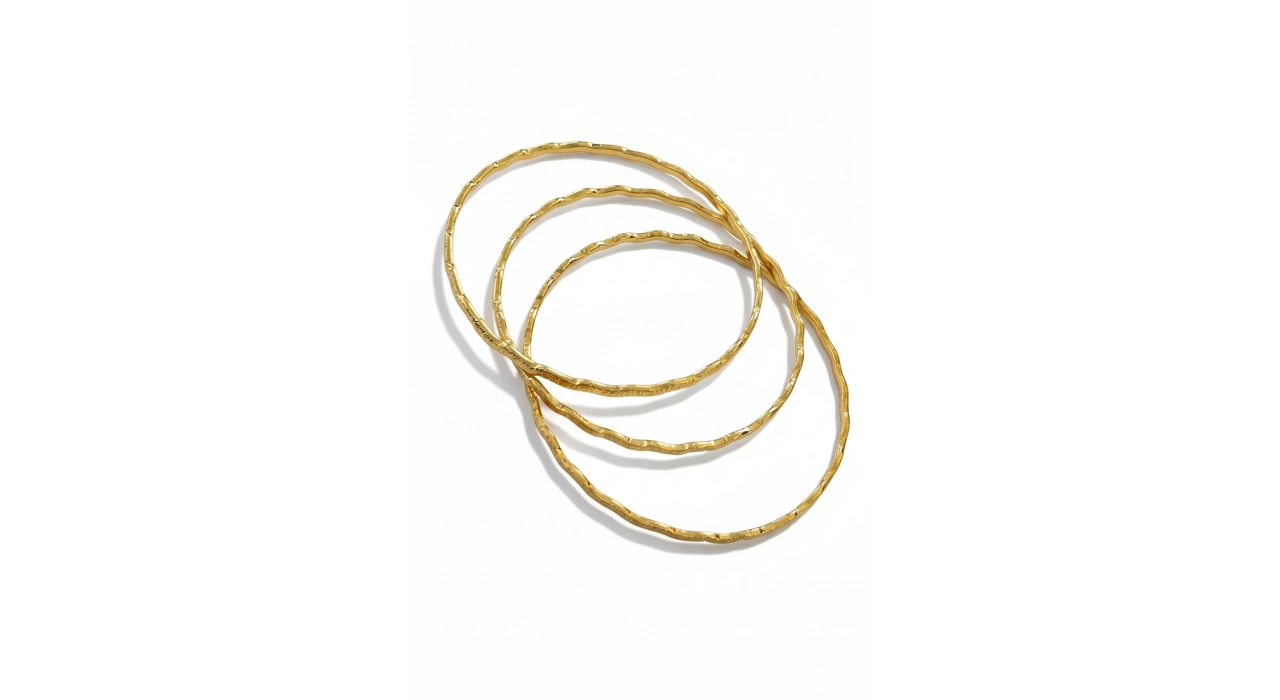 Altın Renk 3lü Kumlu Zikzak Ajda Bilezik