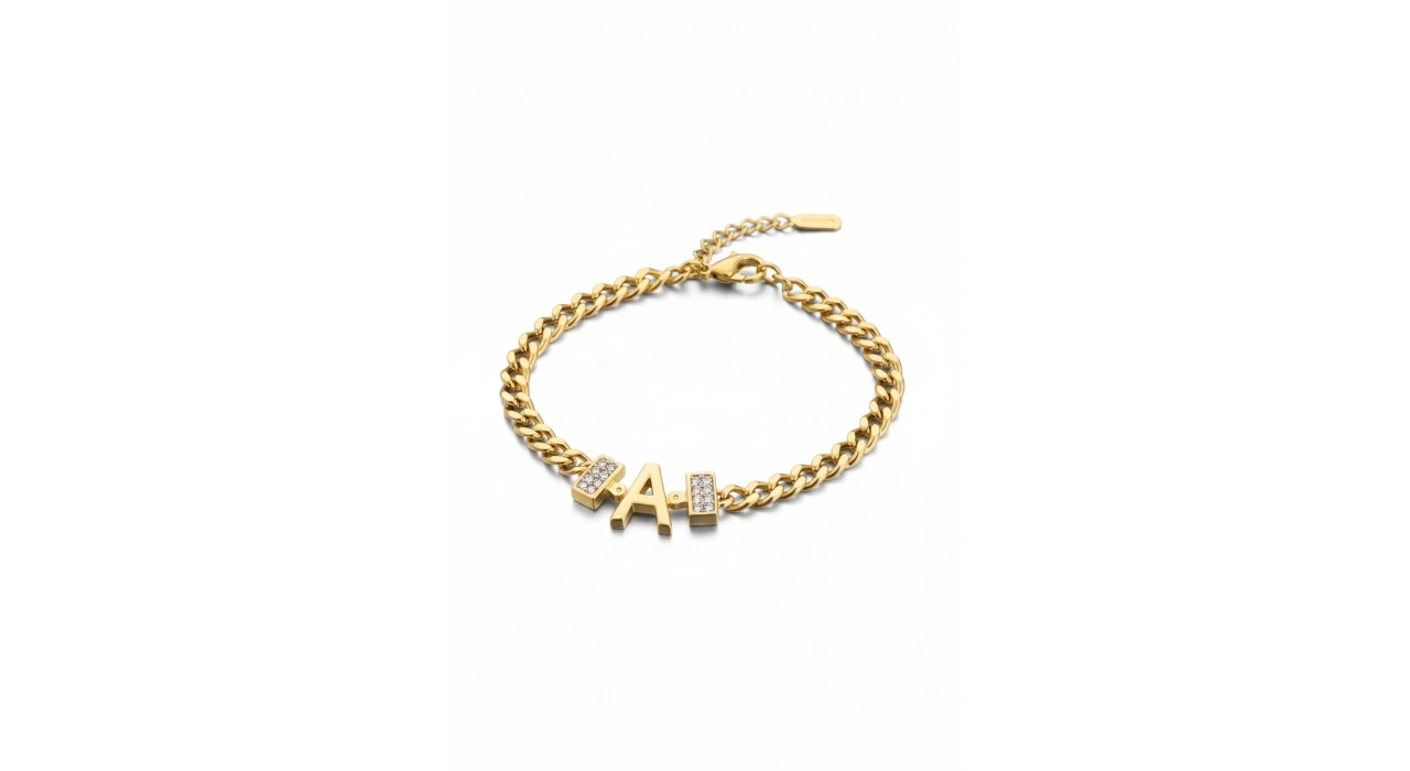 Altın Renk A Harf Çelik Bileklik