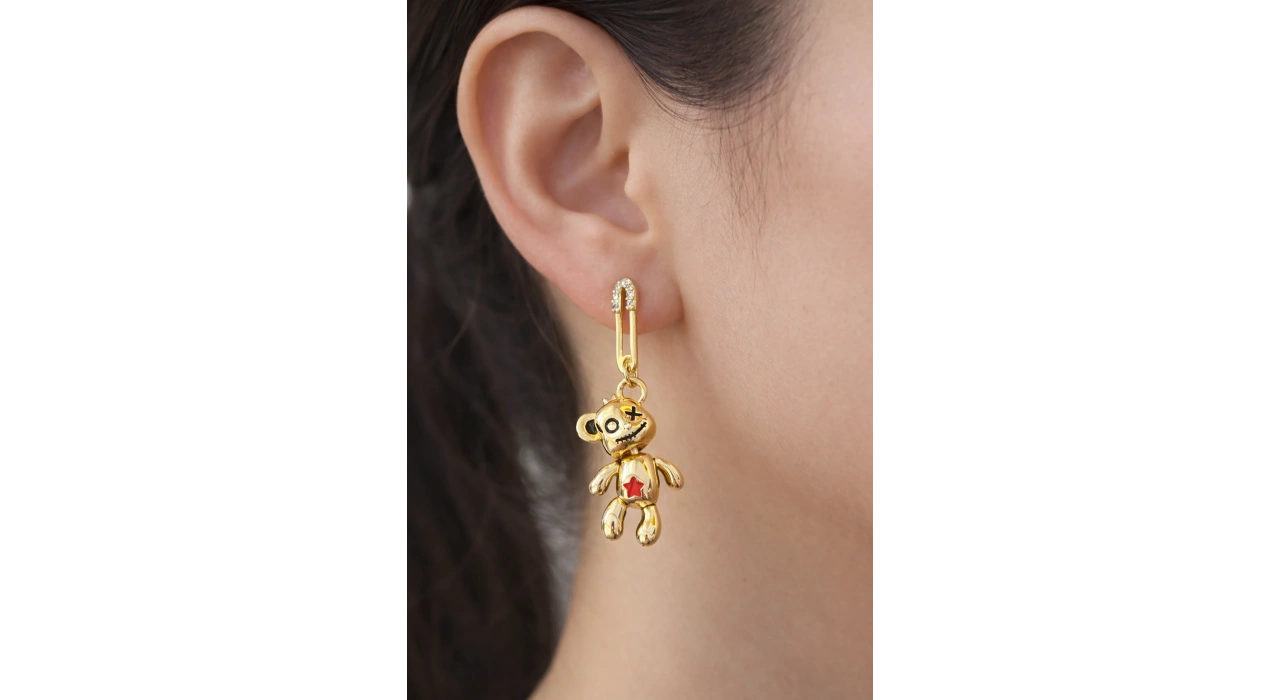 Altın Renk Ayıcık Figürlü 14K Altın Kaplama Xuping Küpe (Çift)