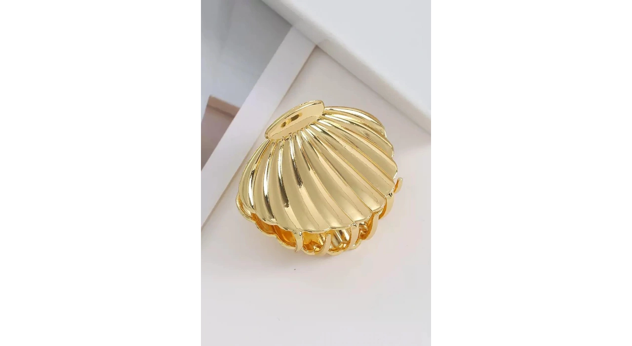 Altın Renk Deniz Kabuğu Figürlü Metal  Mandal Toka