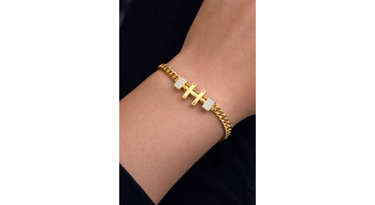 Altın Renk H Harf Çelik Bileklik