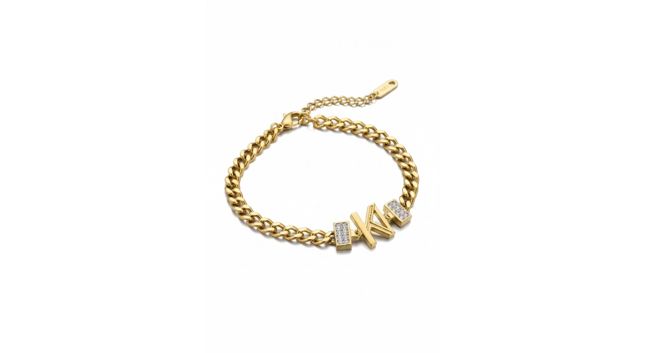 Altın Renk K Harf Çelik Bileklik