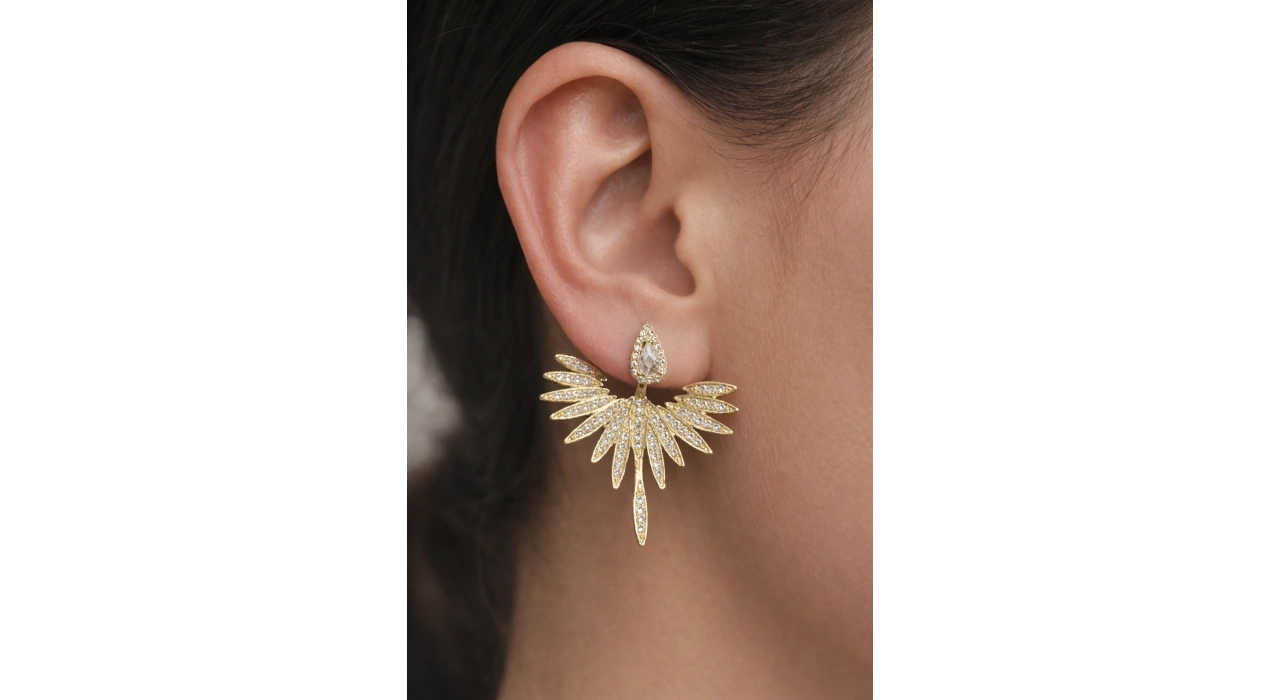 Altın Renk Kanat Figürlü Küpe (Çift)