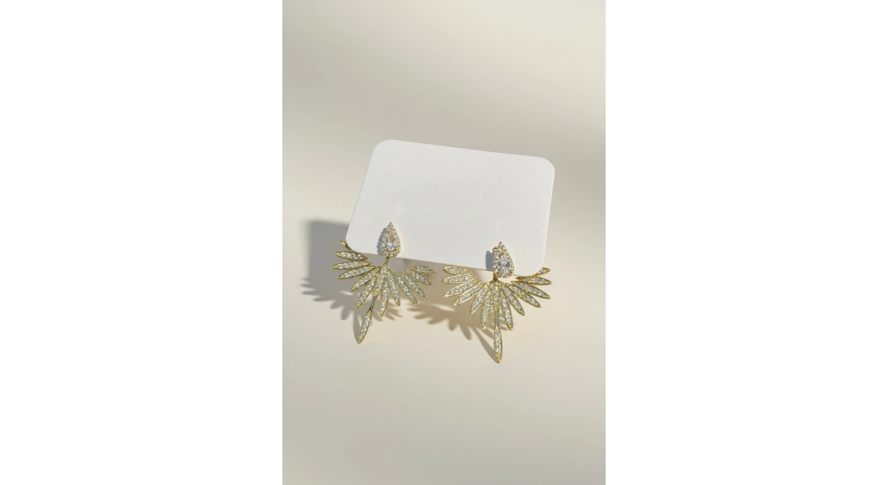 Altın Renk Kanat Figürlü Küpe (Çift)