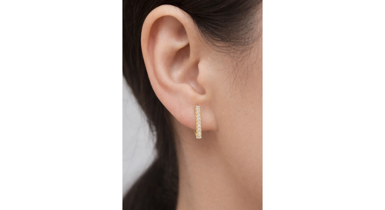 Altın Renk Kare Taşlı 14K Altın Kaplama Tx  Küpe (Çift)