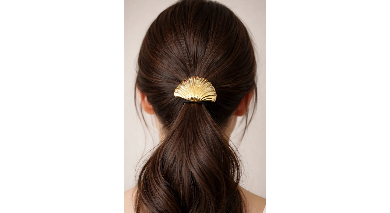 Altın Renk Midye Figürlü Metal Lastik Toka