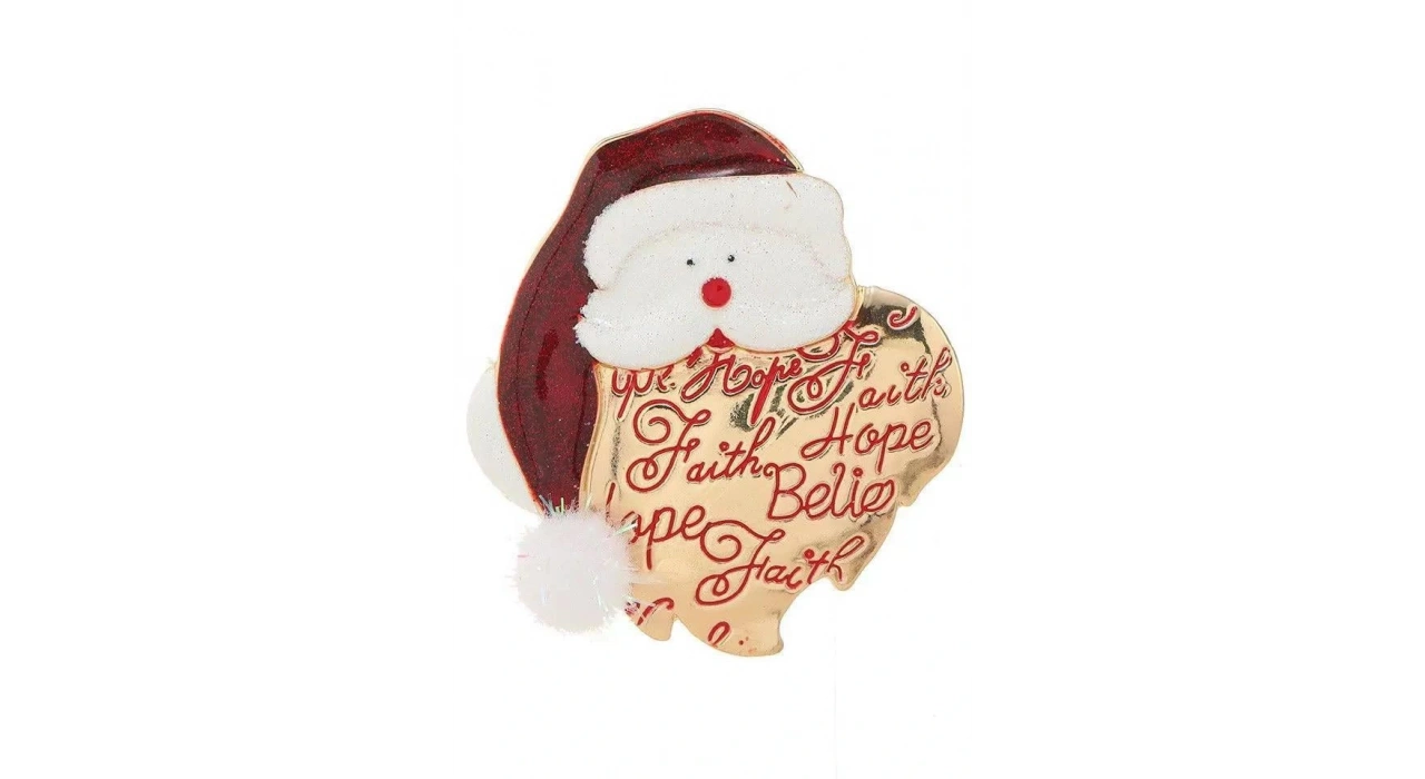 Altın Renk Noel Baba Figürlü Yılbaşı Temalı Broş