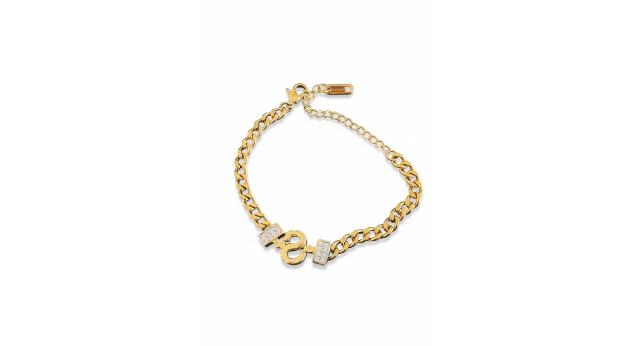 Altın Renk S Harf Çelik Bileklik