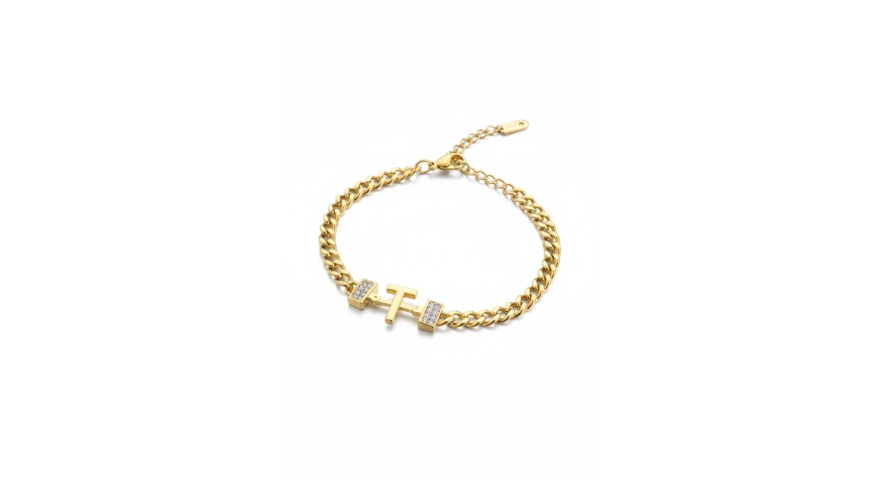 Altın Renk T Harf Çelik Bileklik