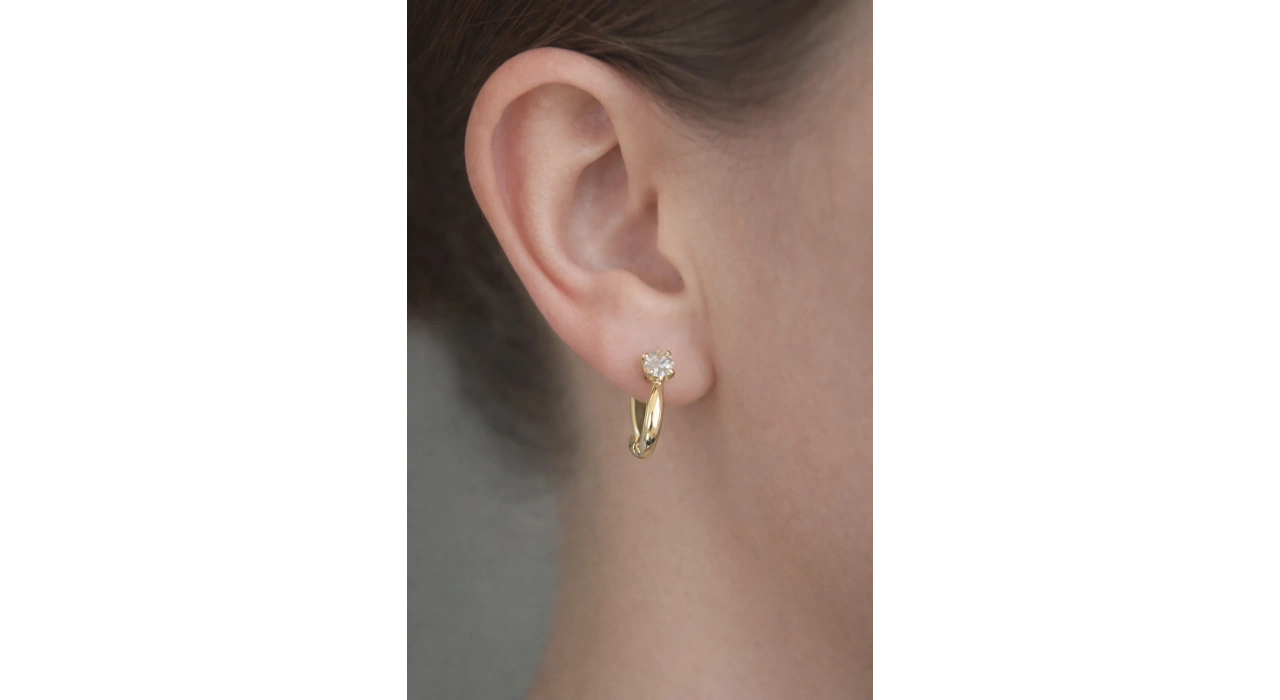 Altın Renk Taş Detaylı 14K Altın Kaplama Xuping Küpe (Çift)