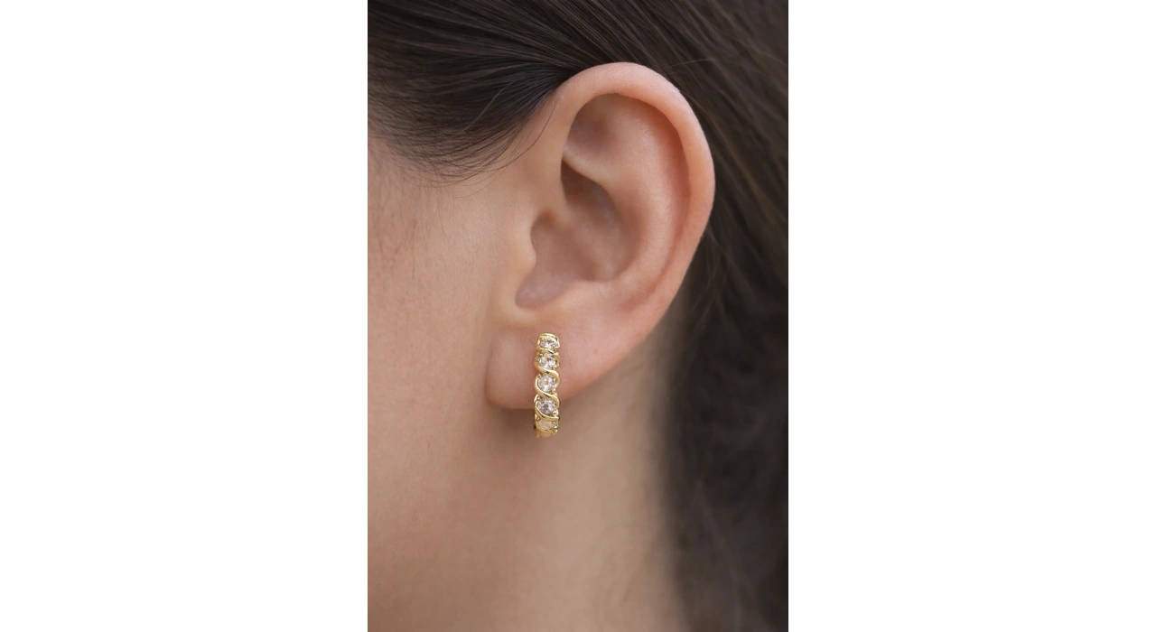 Altın Renk Taş Detaylı 14K Altın Kaplama Xuping  Küpe (Çift)