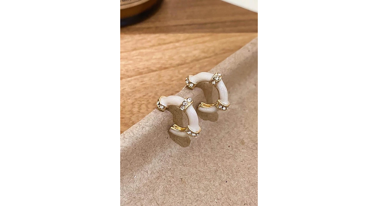 Altın Renk Taş Detaylı 14K Altın Kaplama Xuping Küpe (Çift)