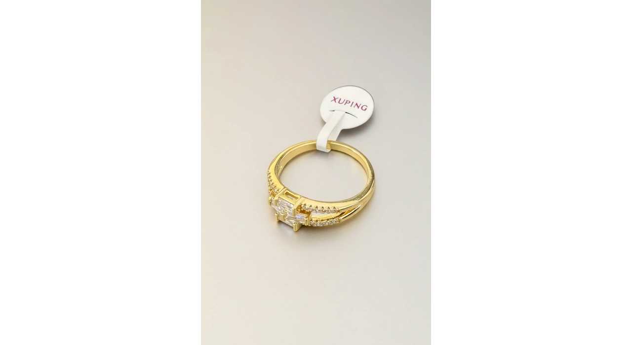 Altın Renk Taş Detaylı 6 Numara Xuping Yüzük
