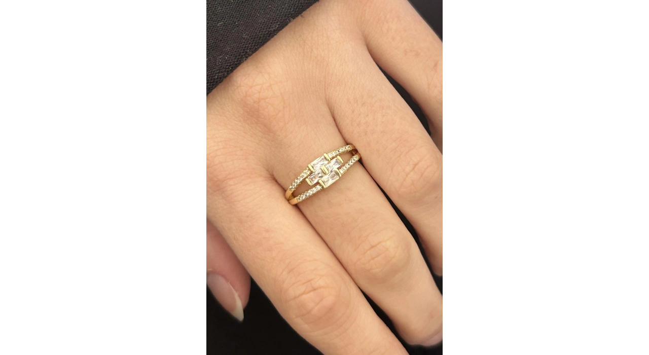 Altın Renk Taş Detaylı 7 Numara Xuping Yüzük